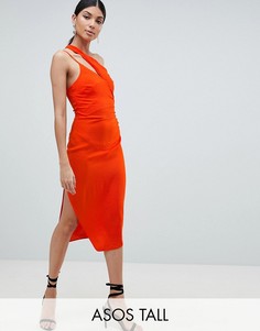 Атласное платье-футляр миди ASOS Tall-Оранжевый
