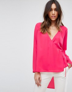 Топ с запахом и удлиненной спинкой ASOS-Розовый