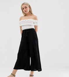 Укороченные брюки с затягивающимся шнурком ASOS DESIGN Petite-Черный