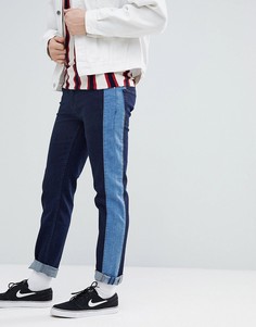 Синие джинсы слим с полосками по бокам ASOS-Синий