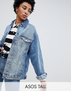 Джинсовая выбеленная куртка ASOS DESIGN Tall-Синий