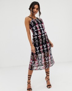 Платье миди с цветочной вышивкой Rd & Koko-Черный