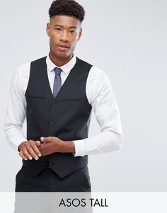Черный приталенный жилет ASOS DESIGN Tall