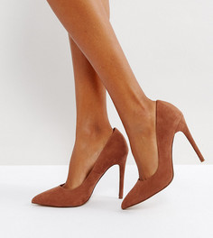 Туфли-лодочки цвета мокко для широкой стопы на высоком каблуке с заостренным носком ASOS DESIGN Paris-Коричневый