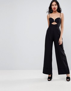 Комбинезон с вырезом и широкими штанинами ASOS-Черный