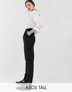 Суженные книзу брюки с завышенной талией ASOS DESIGN Tall-Черный