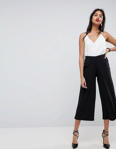 Черные укороченные брюки с широкими штанинами ASOS DESIGN-Черный