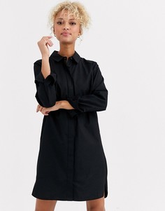 Короткое хлопковое платье-рубашка ASOS DESIGN-Черный