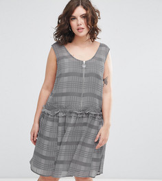 Платье мини в клетку с заниженной линией талии ASOS CURVE-Мульти
