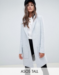 Фактурное приталенное пальто ASOS DESIGN Tall-Серый