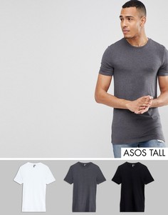 Обтягивающая футболка с круглым вырезом ASOS DESIGN Tall - Набор из 3 шт. со скидкой-Мульти