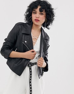 Байкерская куртка из искусственной кожи ASOS DESIGN-Черный