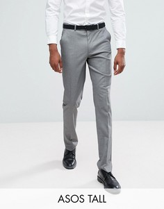 Серые строгие брюки узкого кроя ASOS DESIGN Tall-Серый