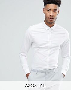 Облегающая эластичная оксфордская рубашка белого цвета ASOS DESIGN Tall-Белый