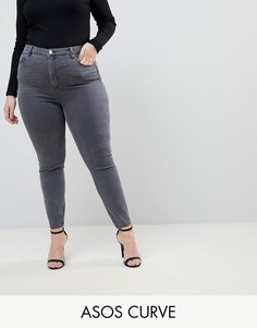 Серые джинсы скинни с завышенной талией ASOS DESIGN Curve Ridley-Серый