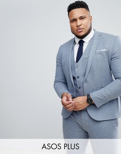 Супероблегающий пиджак в клеточку ASOS PLUS-Синий