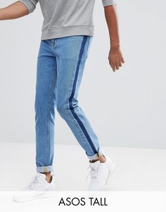 Синие джинсы скинни с полосками по бокам ASOS TALL-Синий