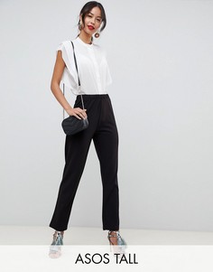 Суженные книзу черные брюки из крепа без застежки ASOS DESIGN Tall-Черный