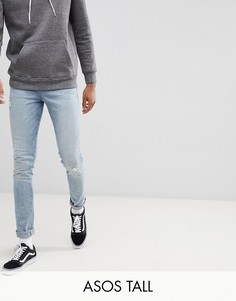 Светло-синие джинсы скинни с рваной отделкой ASOS DESIGN Tall-Синий