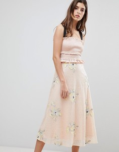 Платье миди с оборкой Three Floor-Розовый