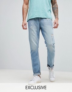 Суженные книзу джинсы с потертостями Brooklyn Supply Co-Черный