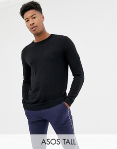 Черный хлопковый джемпер ASOS DESIGN Tall