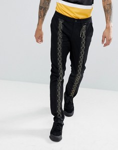 Черные облегающие брюки со шнуровкой ASOS-Черный