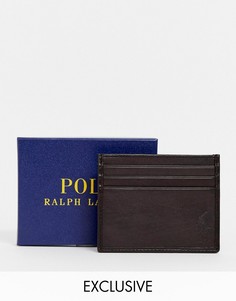 Коричневая кожаная визитница Polo Ralph Lauren эксклюзивно для ASOS-Коричневый