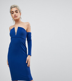 Платье миди с открытыми плечами ASOS PETITE-Мульти