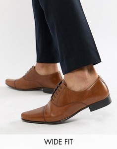 Светло-коричневые кожаные оксфордские туфли для широкой стопы ASOS DESIGN-Светло-коричневый