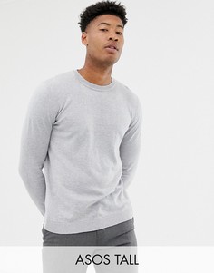 Серый хлопковый джемпер с круглым вырезом ASOS DESIGN Tall