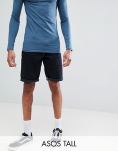 Черные джинсовые шорты слим с контрастными строчками ASOS DESIGN Tall-Черный