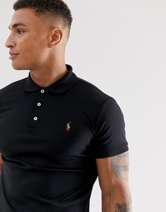 Черное узкое поло с логотипом Polo Ralph Lauren-Черный