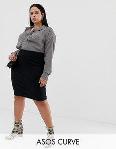 Юбка-карандаш с завышенной талией ASOS DESIGN Curve-Черный