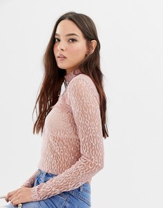 Кружевной топ Vila-Розовый