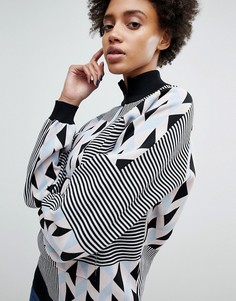 Комбинируемый трикотажный джемпер с геометрическим принтом ASOS WHITE-Мульти