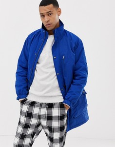 Голубая парка с воротником-трубой ASOS DESIGN-Синий