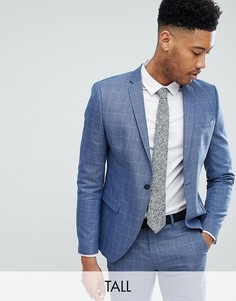 Темно-синий пиджак скинни в клетку Selected Homme