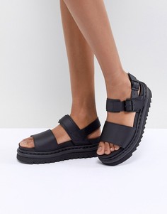 Черные кожаные сандалии на толстой плоской подошве Dr Martens Voss-Черный