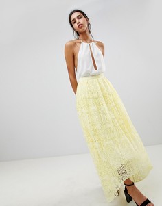 Кружевная юбка макси для выпускного ASOS DESIGN-Желтый