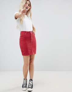 Красная выбеленная вельветовая юбка ASOS DESIGN-Красный