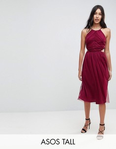 Платье миди с вырезами по бокам ASOS TALL-Красный