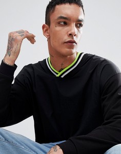 Черный оверсайз-свитшот с V-образным вырезом ASOS DESIGN