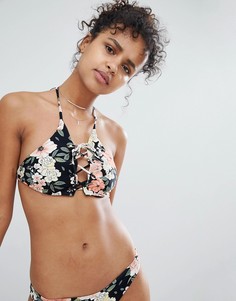 Бикини-топ с цветочным принтом и шнуровкой Billabong-Мульти