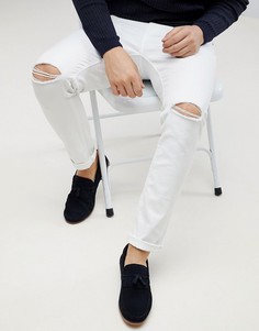 Белые джинсы скинни с рваными коленями ASOS DESIGN-Белый