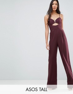Комбинезон с вырезом и широкими штанинами ASOS TALL Tailored-Фиолетовый