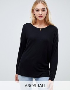 Oversize-футболка с рукавами \летучая мышь\" ASOS TALL-Черный
