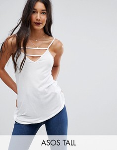 Топ на бретелях с решетчатой вставкой ASOS TALL The Ultimate-Белый