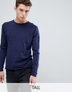 Джемпер с круглым вырезом D-Struct TALL-Темно-синий