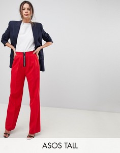 Широкие брюки на молнии ASOS TALL-Красный